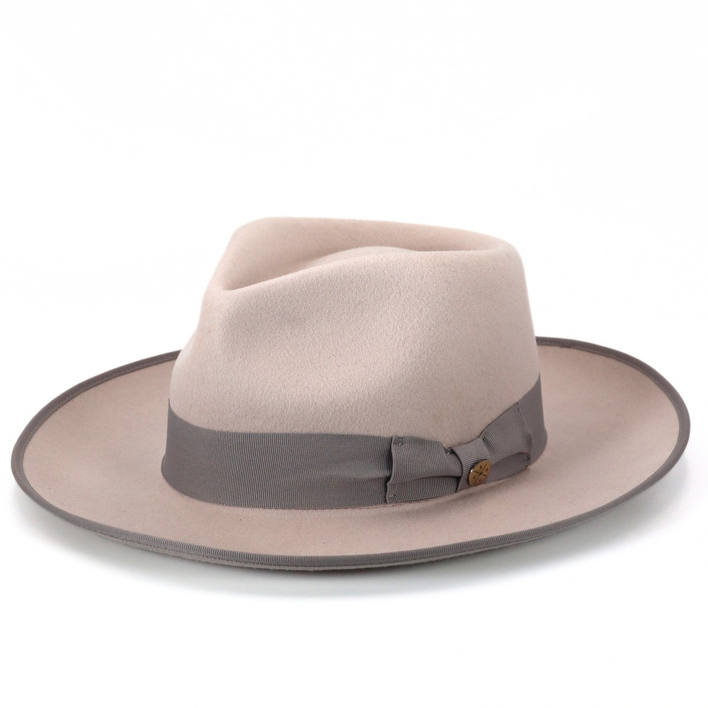 Two Roads Bushwick Fedora Hat Men 61 Ivory Grey Wool Felt Wide Brim Classic NWT